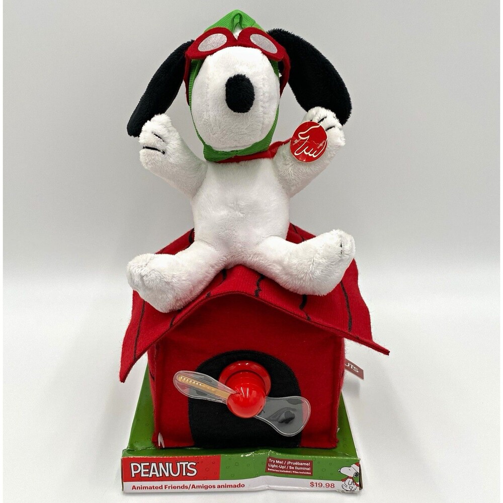 Peanuts Snoopy Animated Friends Christmas Plush Doghouse Light Up Musical WORKS